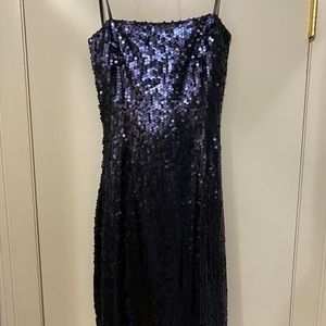 Navy Sequin Strapless Dress